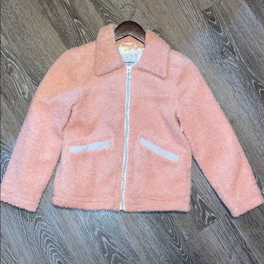 Girls Pink Faux Fur Jacket Size 10/12 New with tag